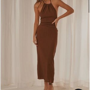 Peppermayo Avoca Halter Maxi Dress - Choc Brown - Size 6